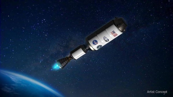 지구∼달 시험 비행에 투입될 열핵추진 우주선 상상도. DARPA 제공