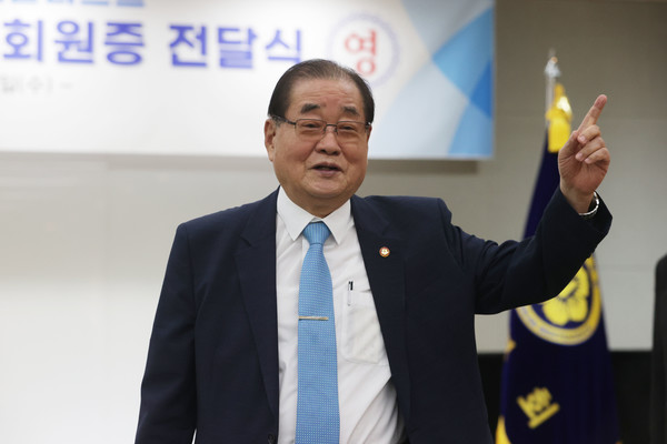 이종찬 광복회장이 14일 오후 서울 영등포구 광복회관에서 발언하고 있다.  연합뉴스