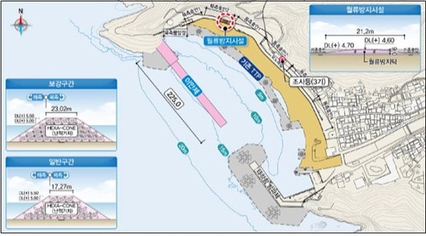 울릉 태하1리 정비사업 계획 평면도. 포항지방해양수산청 제공