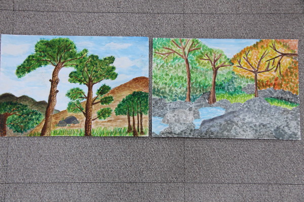 초등고학년부 우수상 김시환(포항제철지곡초 4학년, 왼쪽), 초등고학년부 포항시의장상 황지유(포항연일초 6학년,오른쪽) 작품