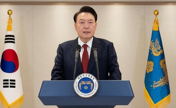 윤석열 대통령이 12일 용산 대통령실에서 대국민 담화를 하고 있다. 사진=대통령실