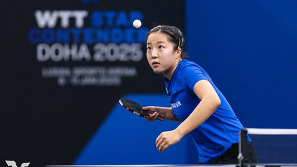 WTT 도하 대회 여자단식에 출전한 신유빈. WTT 홈페이지 캡쳐