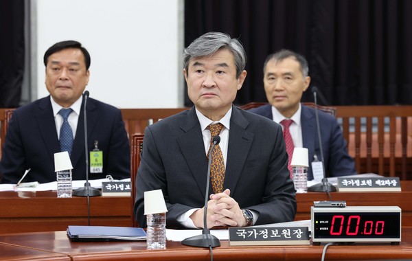 조태용 국가정보원장이 13일 오전 국회 정보위원회 전체회의에 출석하고 있다.국회사진기자단