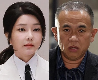 김건희(왼쪽) 여사와 명태균씨. 연합뉴스