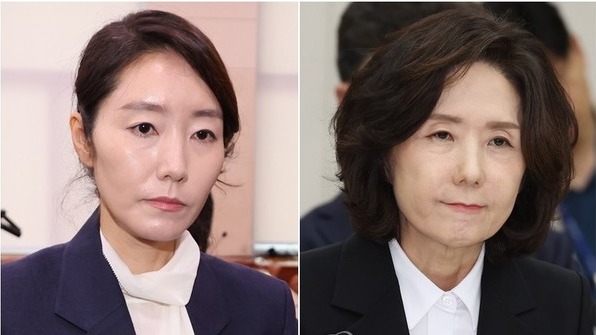 강선우(왼쪽) 여성가족부·이진숙 교육부 장관 후보자. 연합뉴스