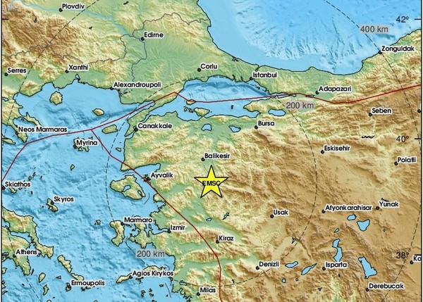 튀르키예 지진 발생지점. 유럽지중해지진센터 제공