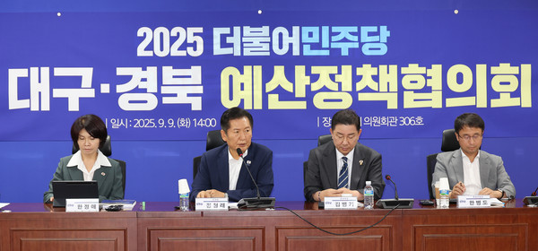 9일 서울 여의도 국회 의원회관에서 열린 2025 더불어민주당 대구·경북 예산정책협의회에서 정청래 대표가 발언하고 있다. 연합뉴스