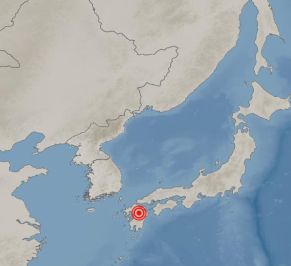일본 규슈 구마모토현 아소 지역에서 25일 오후 6시 1분께 규모 5.7의 지진이 발생했다. 기상청 제공